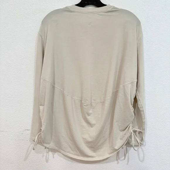 Lululemon Pima Cotton Side-Cinch Long Sleeve Shirt Natural Ivory Women’s Size 6 - Picture 6 of 9